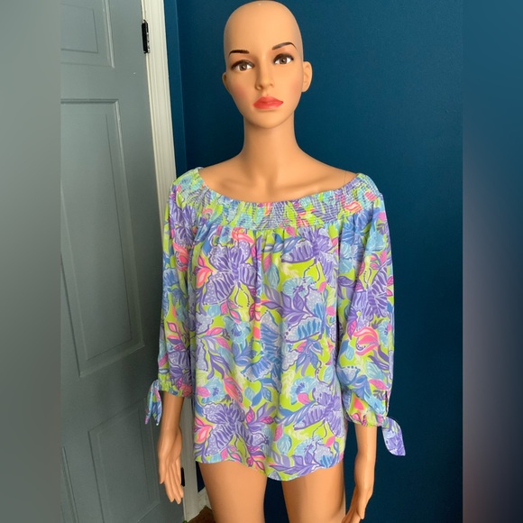 Lilly Pulitzer Multicolor Off-Shoulder Blouse - Picture 2 of 5